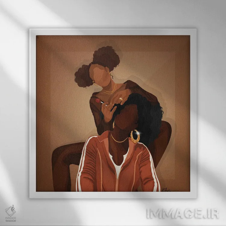 تابلو دکوراتیو آرزوهای مویی اثر خیا ای - نمای قابدار سفید