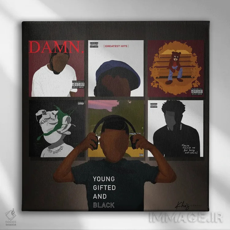 تابلو دکوراتیو قدرت موسیقی اثر خیا ای - نمای روبهرو روی دیوار