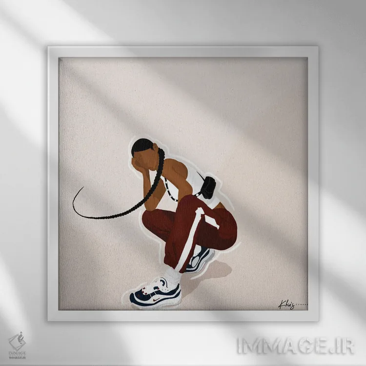 تابلو دکوراتیو ضربه شلاقی اثر خیا ای - نمای قابدار سفید