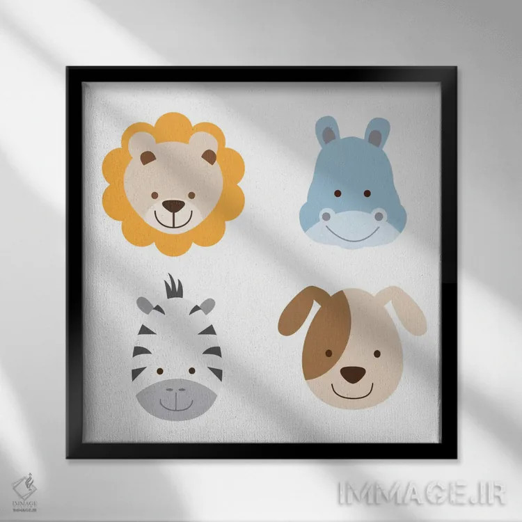 تابلو دکوراتیو مزرعه حیوانات ۲ اثر فایو بای فایو کالکتیو - نمای قابدار مشکی