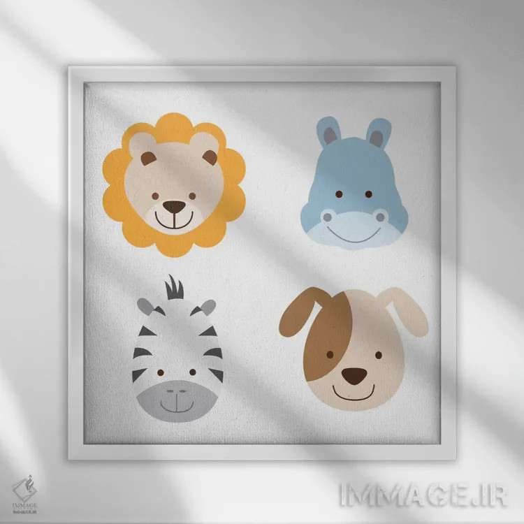 تابلو دکوراتیو مزرعه حیوانات ۲ اثر فایو بای فایو کالکتیو - نمای قابدار سفید