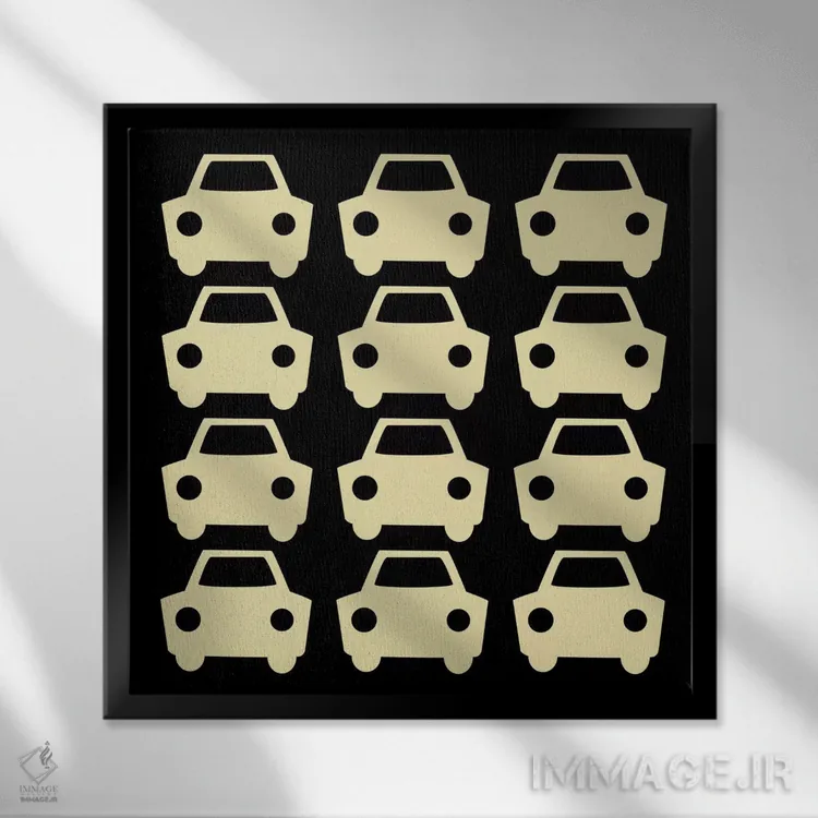 تابلو دکوراتیو ماشین های بیپ بیپ اثر فایو بای فایو کالکتیو - نمای قابدار مشکی