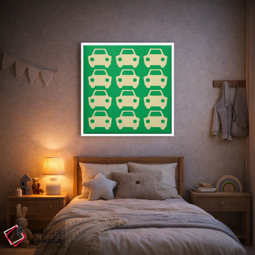 تابلو دکوراتیو ماشین های سبز بیپ بیپ اثر فایو بای فایو کالکتیو - D1W
