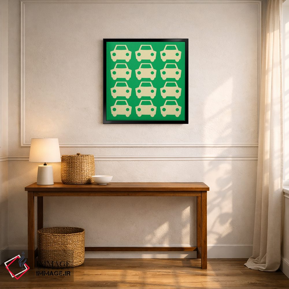 تابلو دکوراتیو ماشین های سبز بیپ بیپ اثر فایو بای فایو کالکتیو - D6B