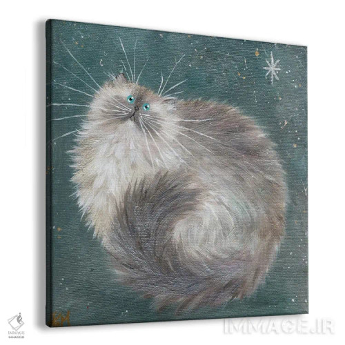 تابلو دکوراتیو طرح نقره ای روی سبزآبی اثر کیم هاسکینز - نمای پرسپکتیو محصول