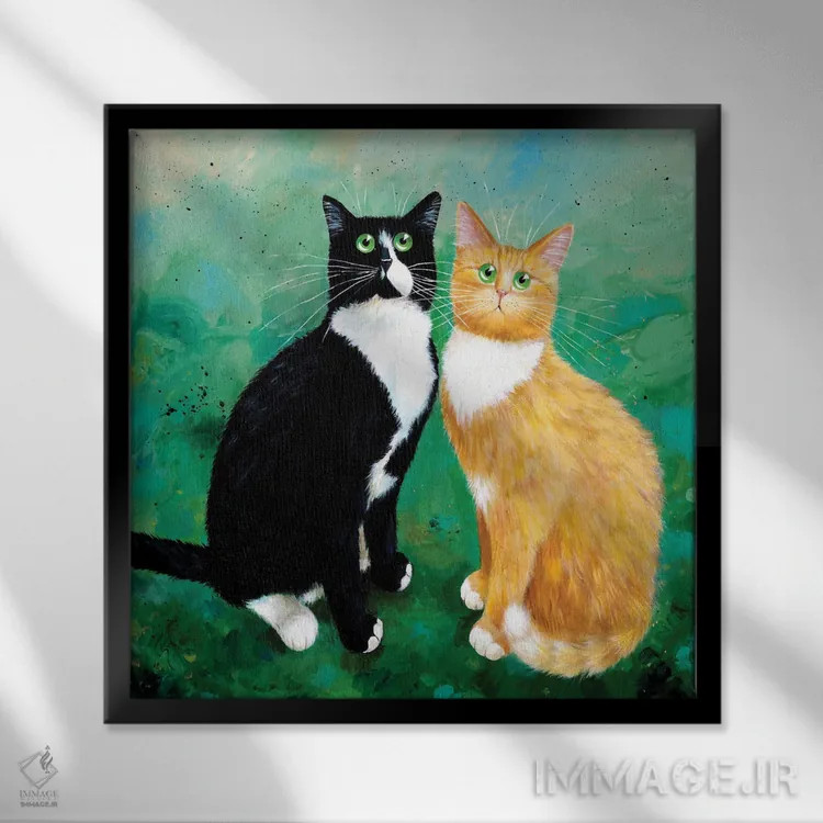 تابلو دکوراتیو مایلو و آرچی اثر کیم هاسکینز - نمای قابدار مشکی