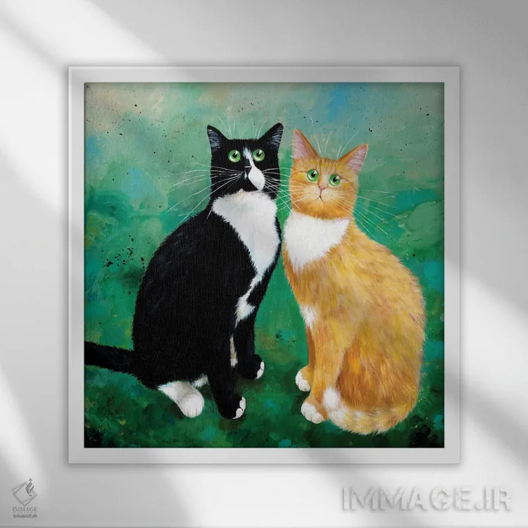 تابلو دکوراتیو مایلو و آرچی اثر کیم هاسکینز - نمای قابدار سفید