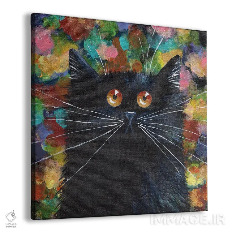 تابلو دکوراتیو گربه سیاه براق اثر کیم هاسکینز - نمای پرسپکتیو محصول