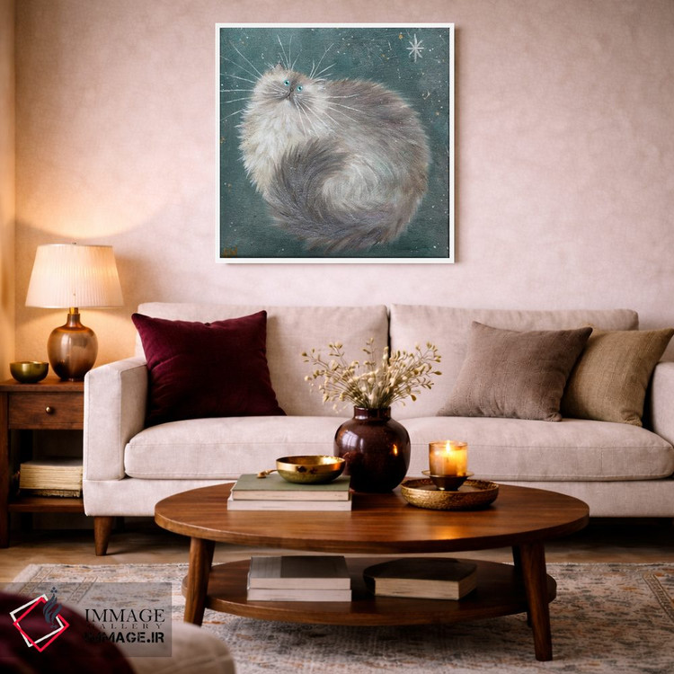 تابلو دکوراتیو طرح نقره ای روی سبزآبی اثر کیم هاسکینز - D3W