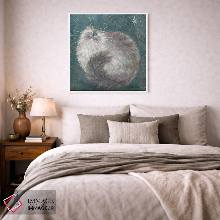 تابلو دکوراتیو طرح نقره ای روی سبزآبی اثر کیم هاسکینز - D2W