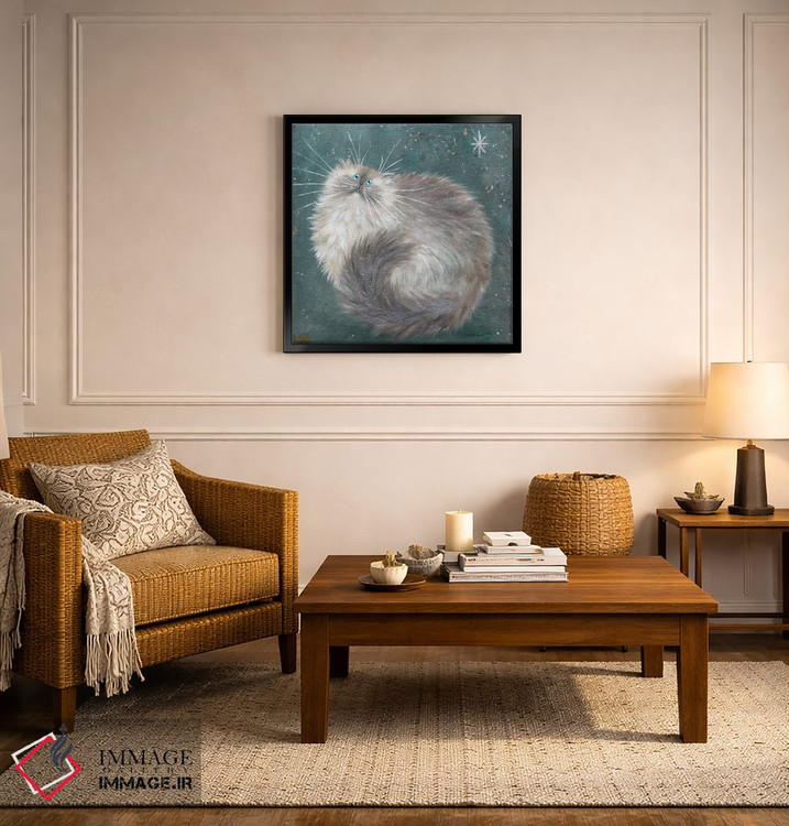 تابلو دکوراتیو طرح نقره ای روی سبزآبی اثر کیم هاسکینز - D4B