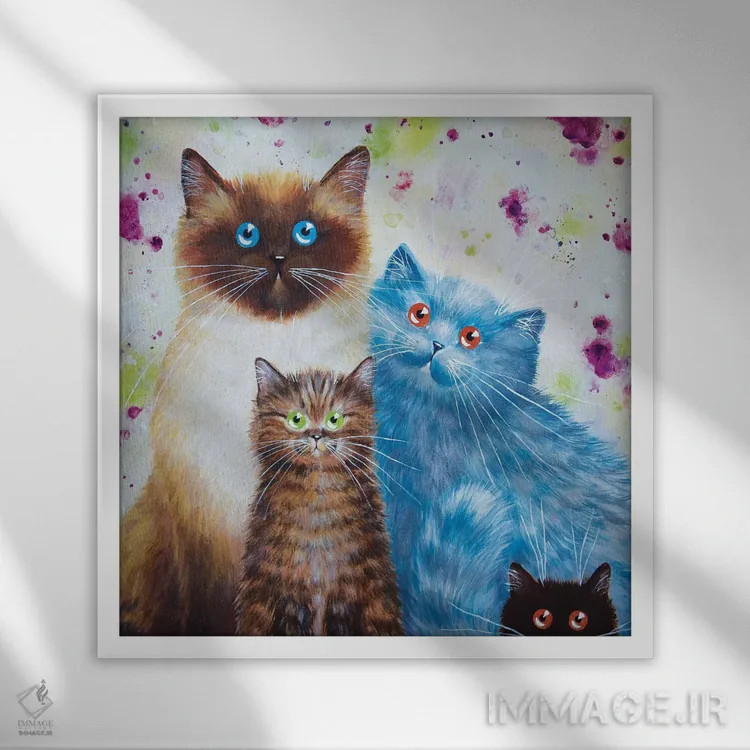 تابلو دکوراتیو هری، ویلیام، کوکو و پنی اثر کیم هاسکینز - نمای قابدار سفید