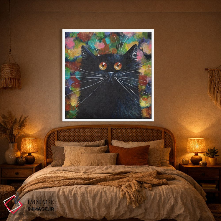 تابلو دکوراتیو گربه سیاه براق اثر کیم هاسکینز - D1W