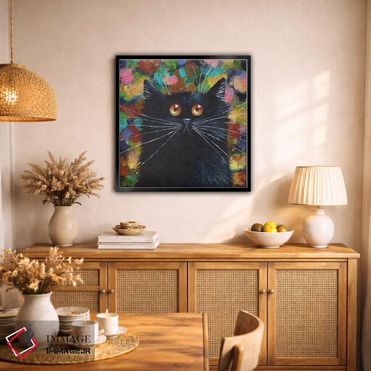 تابلو دکوراتیو گربه سیاه براق اثر کیم هاسکینز - D2B