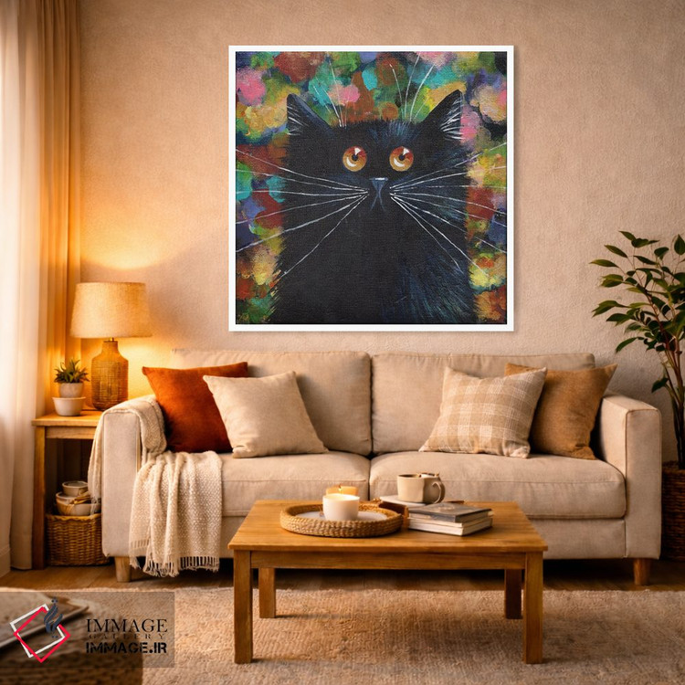 تابلو دکوراتیو گربه سیاه براق اثر کیم هاسکینز - D3W