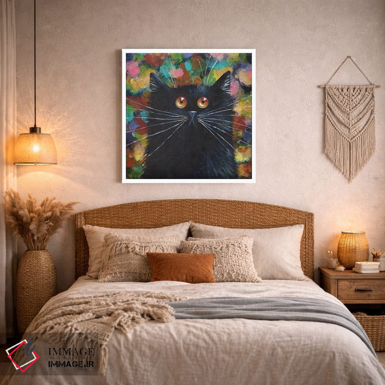 تابلو دکوراتیو گربه سیاه براق اثر کیم هاسکینز - D4W