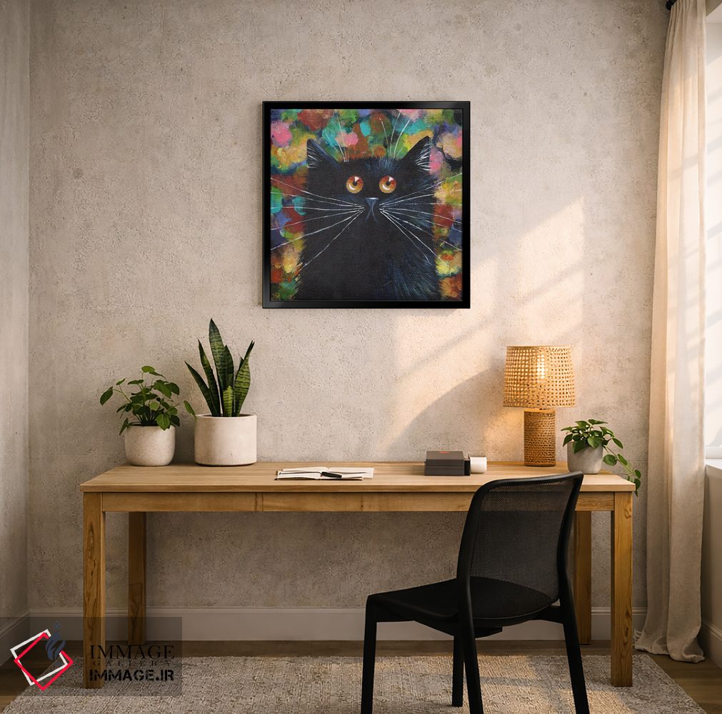 تابلو دکوراتیو گربه سیاه براق اثر کیم هاسکینز - D5B