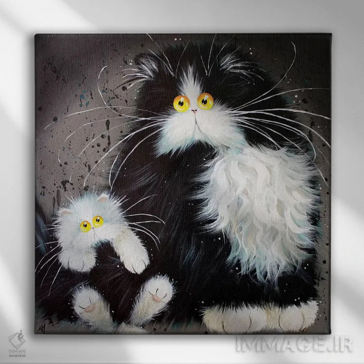 تابلو دکوراتیو داستان دو بچه گربه اثر کیم هاسکینز - نمای روبهرو روی دیوار