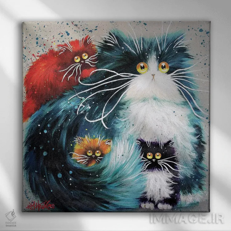 تابلو دکوراتیو والدگری گربه ای اثر کیم هاسکینز - نمای روبهرو روی دیوار