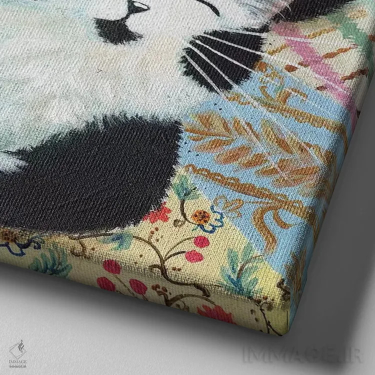 تابلو دکوراتیو گربه های وصله دوزی شده اثر کیم هاسکینز - نمای نزدیک بافت بوم