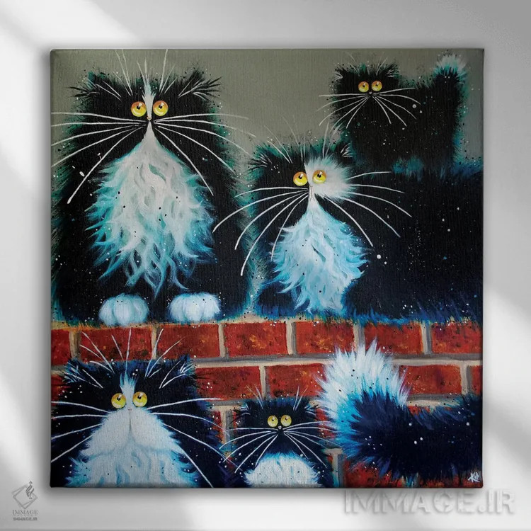 تابلو دکوراتیو دیوار مخصوص گربه ها اثر کیم هاسکینز - نمای روبهرو روی دیوار