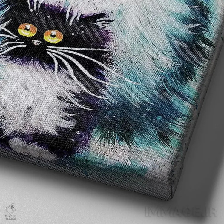 تابلو دکوراتیو والدگری گربه ای اثر کیم هاسکینز - نمای نزدیک بافت بوم