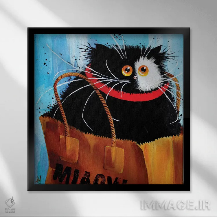 تابلو دکوراتیو کیسه میو اثر کیم هاسکینز - نمای قابدار مشکی