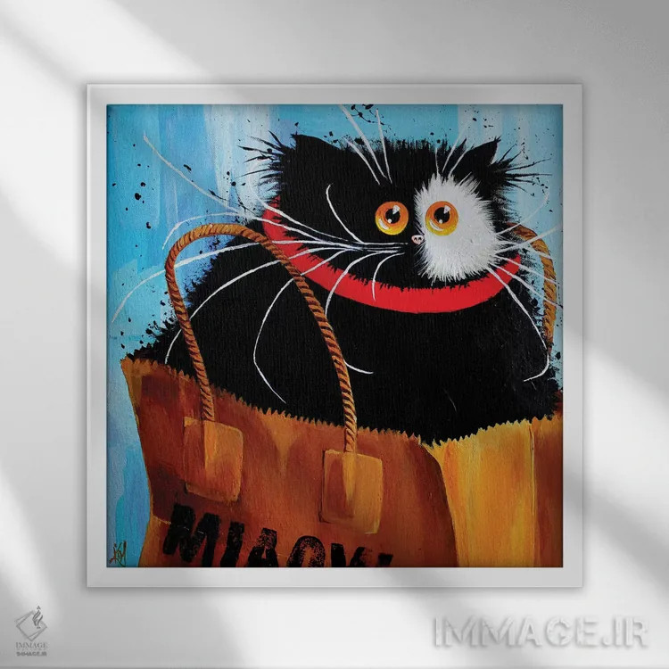 تابلو دکوراتیو کیسه میو اثر کیم هاسکینز - نمای قابدار سفید