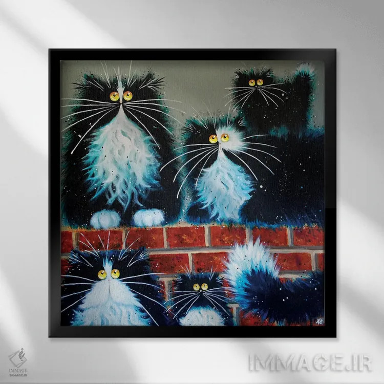 تابلو دکوراتیو دیوار مخصوص گربه ها اثر کیم هاسکینز - نمای قابدار مشکی