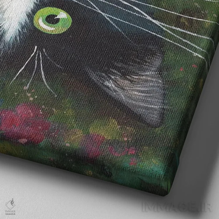 تابلو دکوراتیو شکم پشمالو اثر کیم هاسکینز - نمای نزدیک بافت بوم