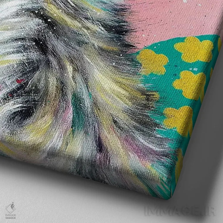 تابلو دکوراتیو بیولا پرسیوسا اثر کیم هاسکینز - نمای نزدیک بافت بوم