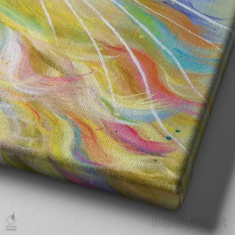 تابلو دکوراتیو موستاشو اثر کیم هاسکینز - نمای نزدیک بافت بوم