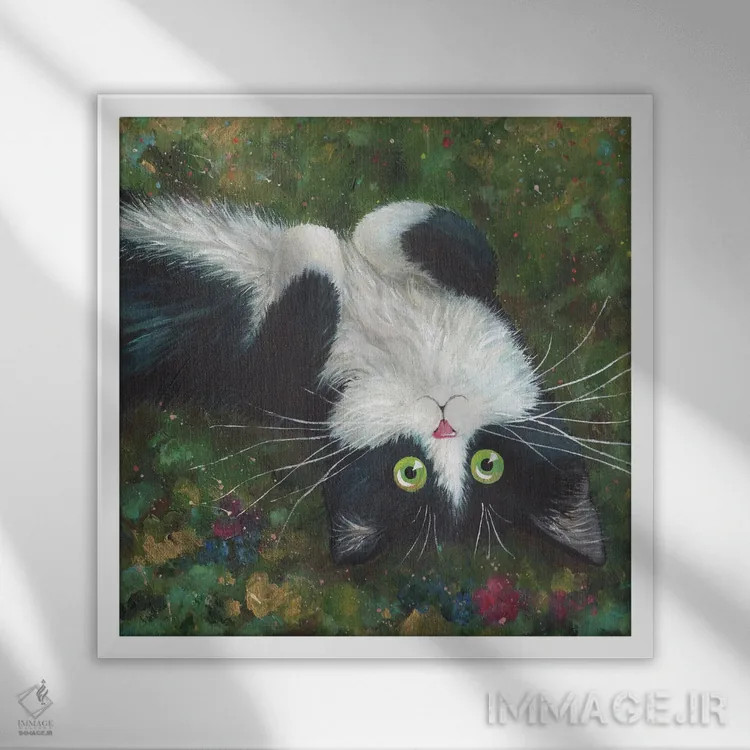 تابلو دکوراتیو شکم پشمالو اثر کیم هاسکینز - نمای قابدار سفید