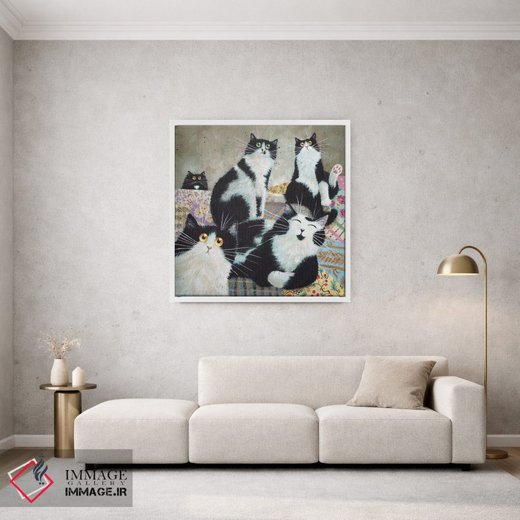 تابلو دکوراتیو گربه های وصله دوزی شده اثر کیم هاسکینز - D1W