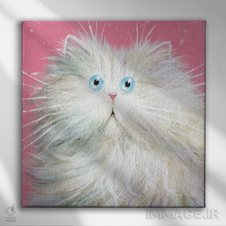 تابلو دکوراتیو پرشین سفید اثر کیم هاسکینز - نمای روبهرو روی دیوار