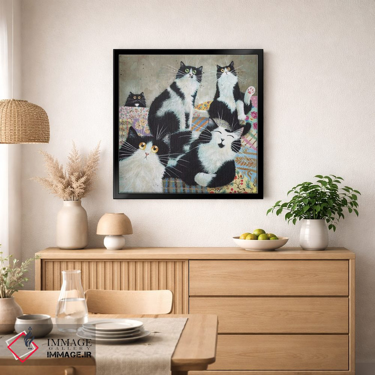 تابلو دکوراتیو گربه های وصله دوزی شده اثر کیم هاسکینز - D2B