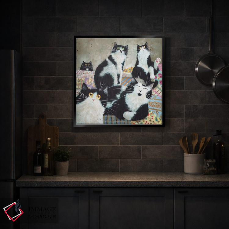تابلو دکوراتیو گربه های وصله دوزی شده اثر کیم هاسکینز - D4B