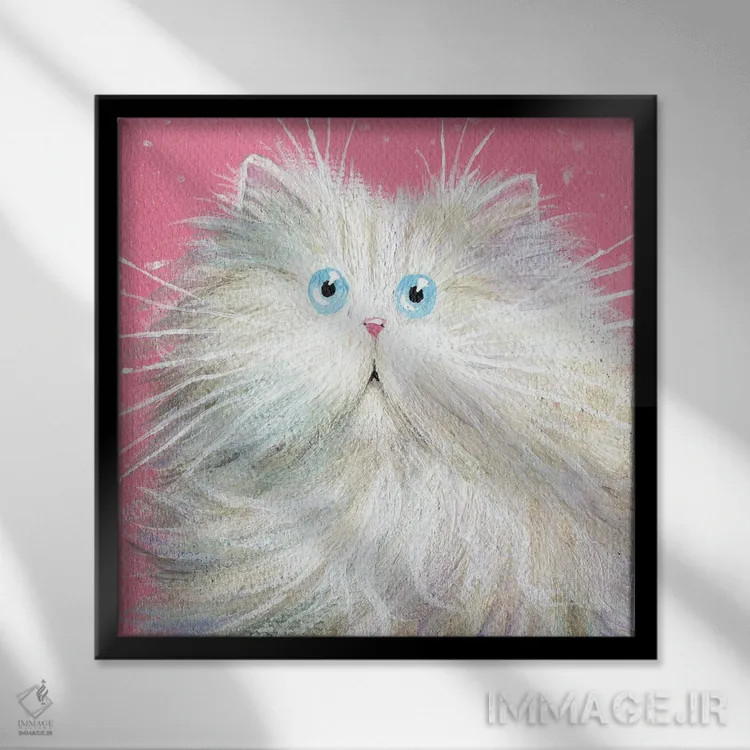 تابلو دکوراتیو پرشین سفید اثر کیم هاسکینز - نمای قابدار مشکی