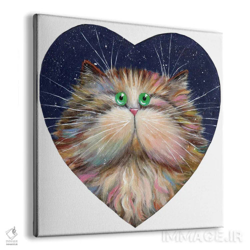 تابلو دکوراتیو گربه آبنبات قلبی اثر کیم هاسکینز - نمای پرسپکتیو محصول