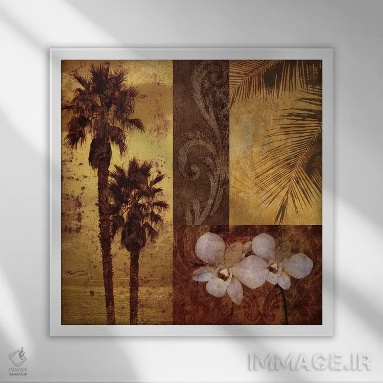 تابلو دکوراتیو ساحل غروب ۱ اثر کیت مالت - نمای قابدار سفید