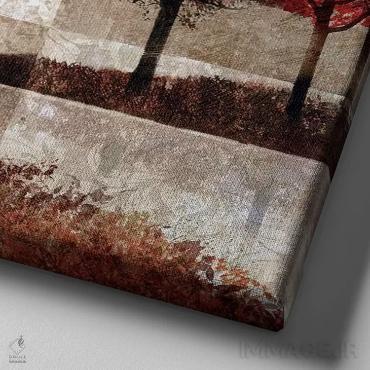 تابلو دکوراتیو دشت های الیسیون اثر کیت مالت - نمای نزدیک بافت بوم