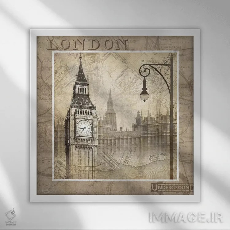 تابلو دکوراتیو لندن فرا می خواند اثر کیت مالت - نمای قابدار سفید