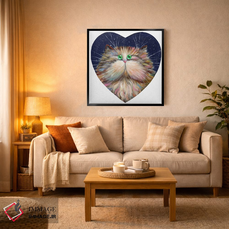 تابلو دکوراتیو گربه آبنبات قلبی اثر کیم هاسکینز - D3B