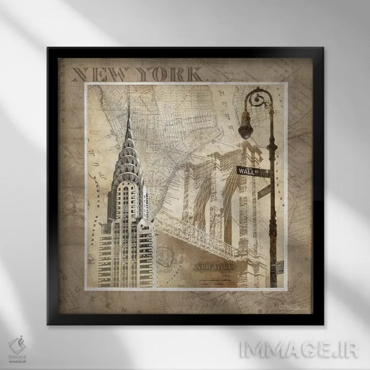 تابلو دکوراتیو سرناد نیویورک اثر کیت مالت - نمای قابدار مشکی