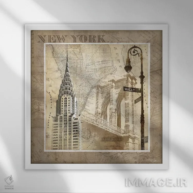 تابلو دکوراتیو سرناد نیویورک اثر کیت مالت - نمای قابدار سفید