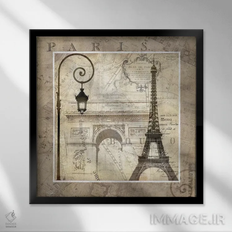 تابلو دکوراتیو تعطیلات پاریس اثر کیت مالت - نمای قابدار مشکی