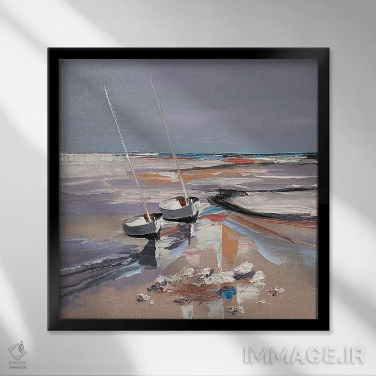 تابلو انتزاعی دو روح بر ساحل اثر کریستینا مالن - نمای قابدار مشکی