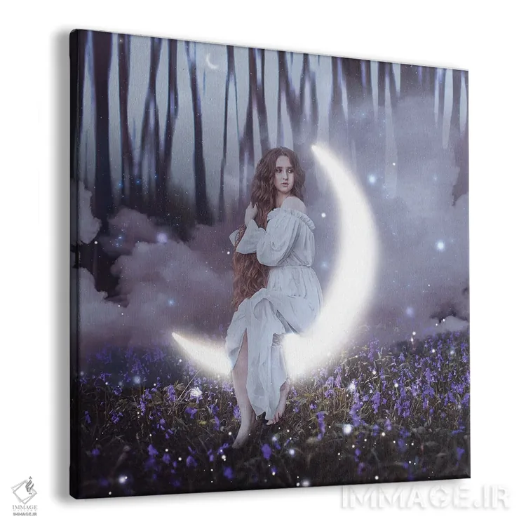 تابلو دکوراتیو الهه ماه جنگل اثر مدنایت مون ویژوالز - نمای پرسپکتیو محصول