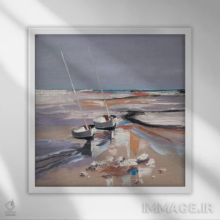 تابلو انتزاعی دو روح بر ساحل اثر کریستینا مالن - نمای قابدار سفید