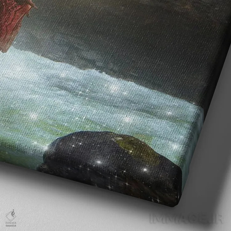 تابلو دکوراتیو جادوی پاییز اثر مدنایت مون ویژوالز - نمای نزدیک بافت بوم